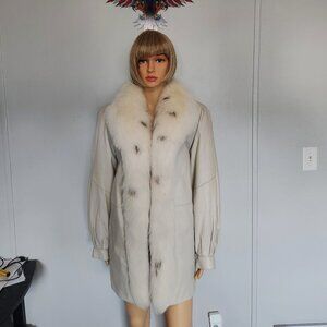 #548 Leather/fox fur coat